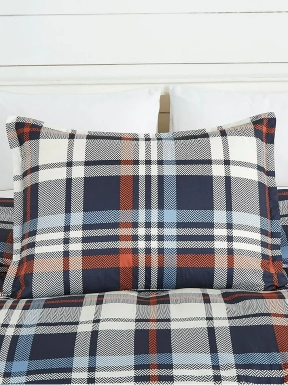 Plaid Full 3 piece Comforter Set in Navy & Rust